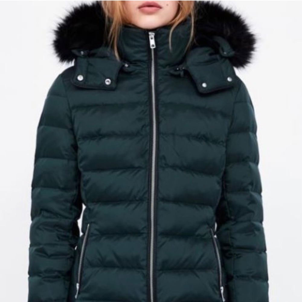 NWT. ZARA OUTERWEAR BLACK WOMENS WINTER PUFFER COAT SIZE M !!